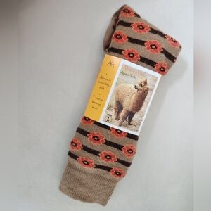 Socks - Brown with Orang Floral Pattern